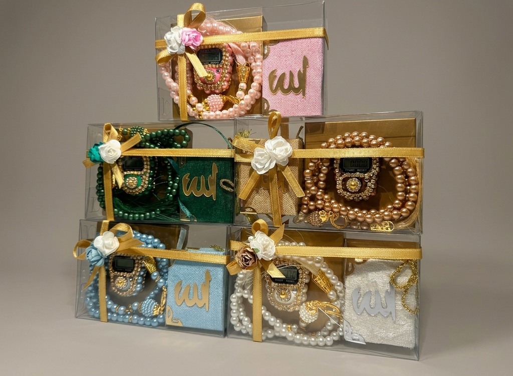 Geschenksets gestapell mit Mini Quran, Tesbih und Tesbih Ring